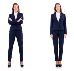 Businesswoman in suit isolated on white