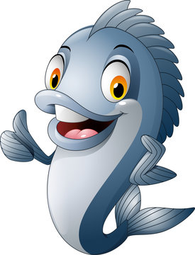 Cartoon fish giving thumb up