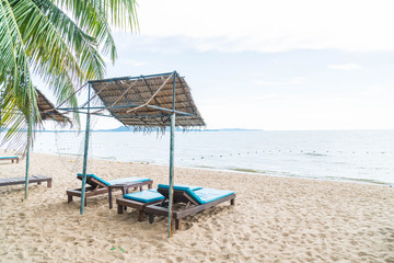 Beach chair, Palm and tropical beach at Pattaya in Thailand