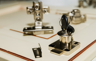 Chromed metal set of hardware for doors