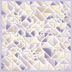 Abstract mosaic style background. Triangles in yellow and plum color combination. Vector illustration.