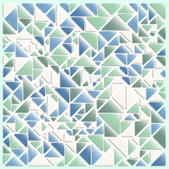 Abstract mosaic style background. Triangles in blue and green color combination. Vector illustration.