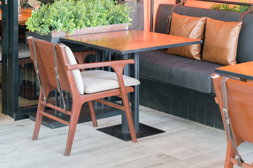 Tables in a restaurant.
