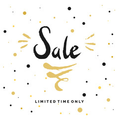 Sale poster hand draw brush in watercolor.