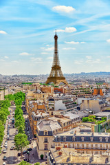 PARIS, FRANCE- JULY 06, 2016 : Beautiful panoramic view of Paris - obrazy, fototapety, plakaty