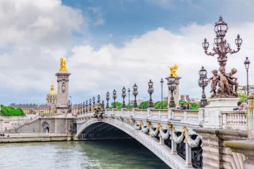 Papier Peint photo autocollant Pont Alexandre III PARIS, FRANCE - 01 JUILLET 2016 : Pont du pont Alexandre III (1