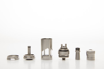 Dismantled parts of the electronic cigarette black and steel col