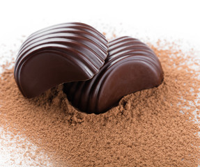 sweets, chocolate candies closeup