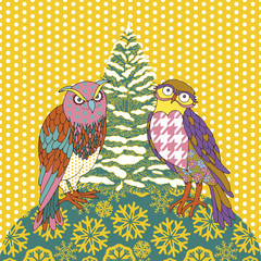 Christmas and New Year festive greeting card, vintage and retro