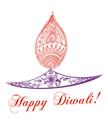 oil lit lamp with henna patterns