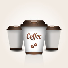 Realistic coffee cup, coffee background, vector illustration