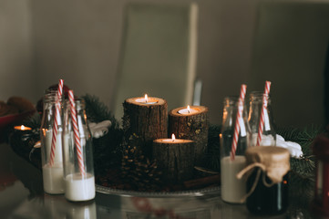 winter scenery with milk