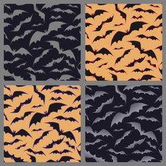 Bats pattern for halloween. Set of seamless background with bats.