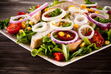 Roast chicken fillet and vegetables 