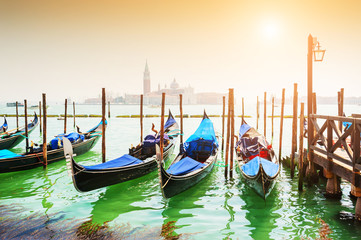 Fototapeta na wymiar Grand Canal and gondolas in Venice, Italy
