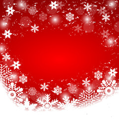 Christmas red background, with snowflakes