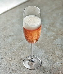 glass of pink champagne