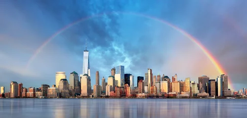 Gordijnen New York City with rainbow, Downtown © TTstudio