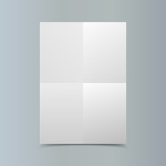 Empty vector vertical white paper poster mockup on grey wall. 