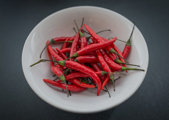 Red hot chili pepper on a dark background.