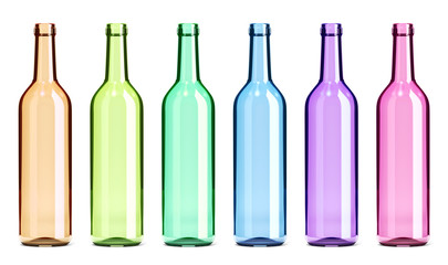 Colored Glass Empty Bottles Set