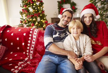 Portrait of happy family at Christmas