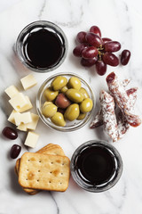 Red wine with snacks