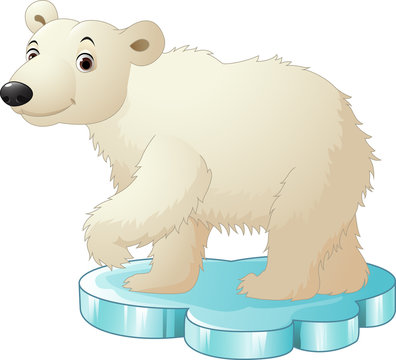 Cartoon polar bear sitting on floe