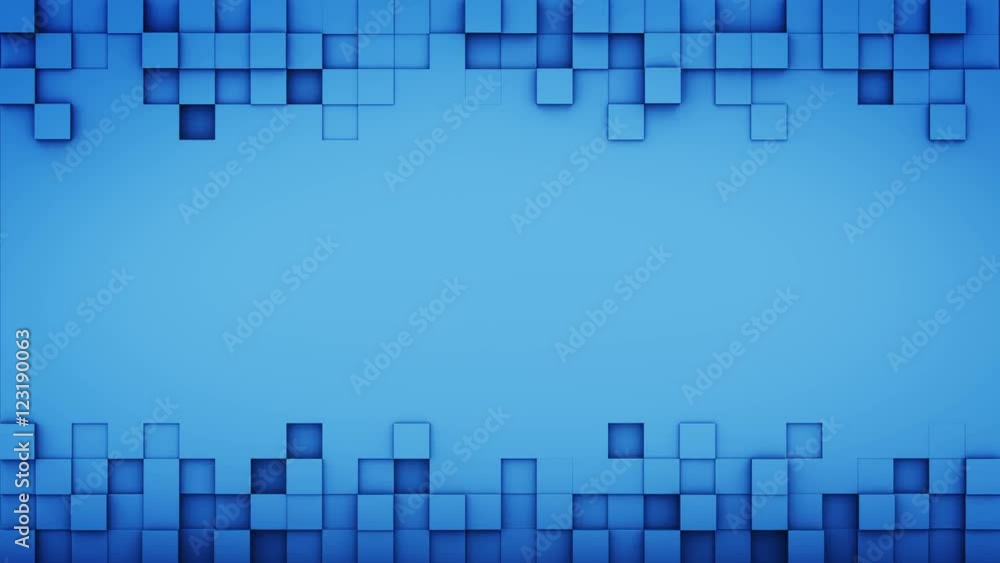 Poster blue squares and free space. 3d render seamless loop abstract background 4k uhd (3840x2160)
