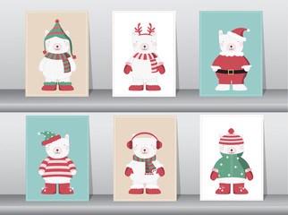 Fototapeta premium Set of winter cute bear,Vector illustrations