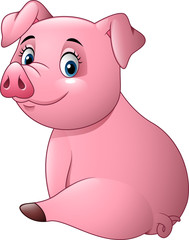 Cartoon adorable baby pig