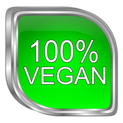 100% Vegan Button - 3D illustration