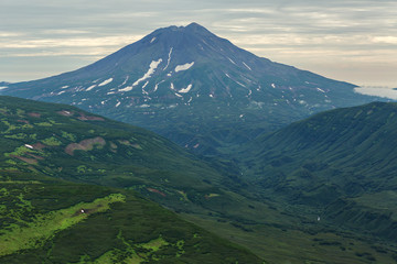 Fototapeta premium Ilyinsky Sopka - sleeping stratovolcano. South Kamchatka Nature Park.