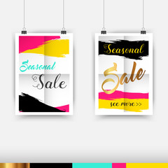 Collection of Seasonal Sale Typography Poster Template With Lettering