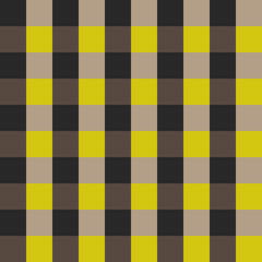 Plaid shirt seamless vector pattern. Checkered yellow and brown fabric texture ornament.