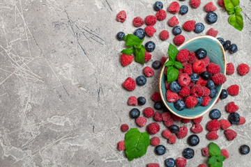 Fresh summer berries in vintage bowl 