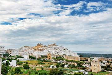 Fototapeta na wymiar Apulia, Italy - panoramic view of the white city Ostuni