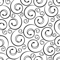seamless abstract curlicue black background