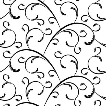 floral oriental black isolated seamless background