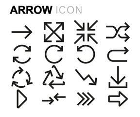 Vector black line arrow icons set
