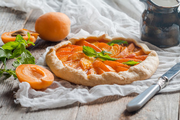 Homemade apricot galette