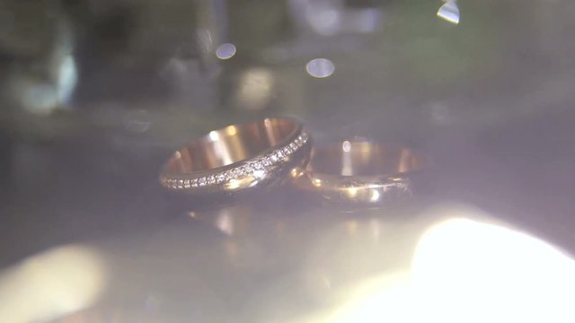 Pair of wedding rings. Closeup.