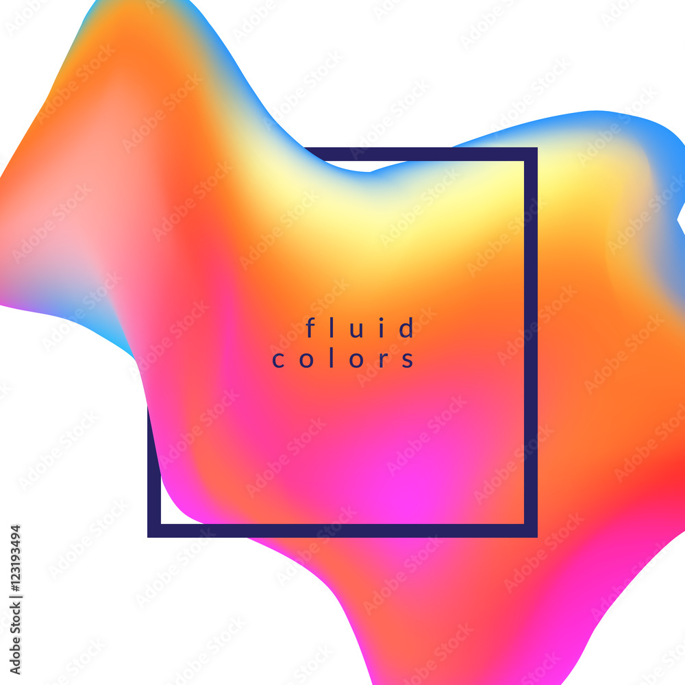 Poster fluid colors background with frame for your text. vector illustration.