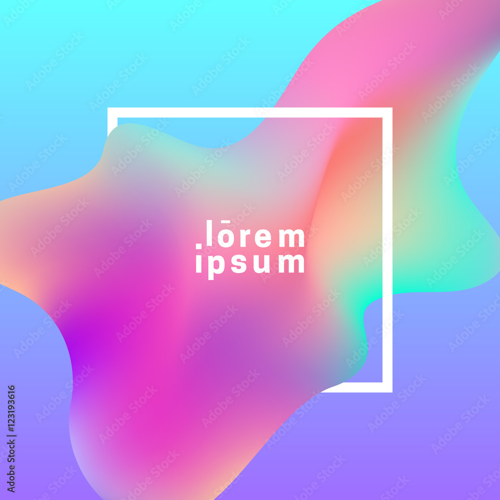 Poster fluid colors background with frame for your text. vector illustration.