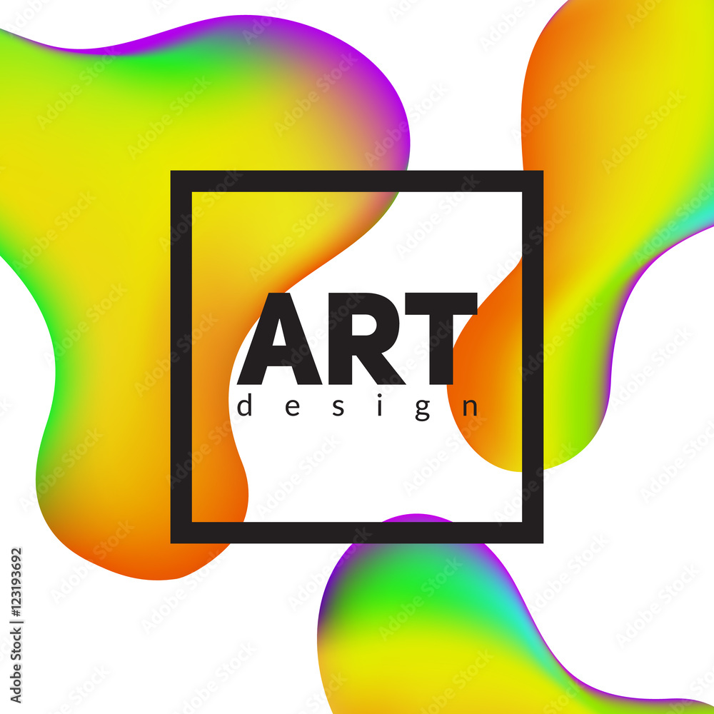 Poster fluid colors background with frame for your text. vector illustration.