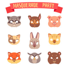 Animals party masks vector set
