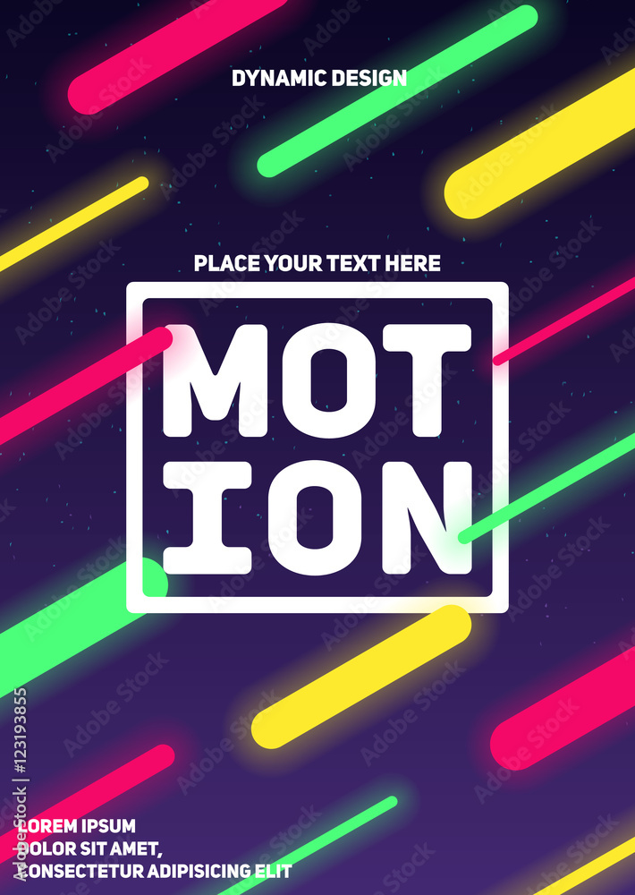 Poster abstract dynamic background. neon lights in motion. eps10 vector.
