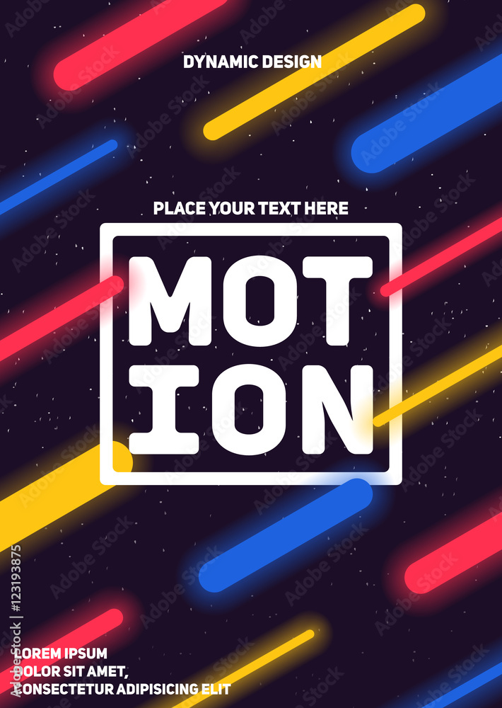 Poster abstract dynamic background. neon lights in motion. eps10 vector.