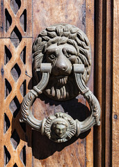 door hammer handle lion