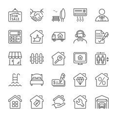 building and real estate line iconset 2